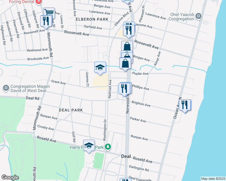 map of restaurants, bars, coffee shops, grocery stores, and more near 21 Cambell Court in Deal