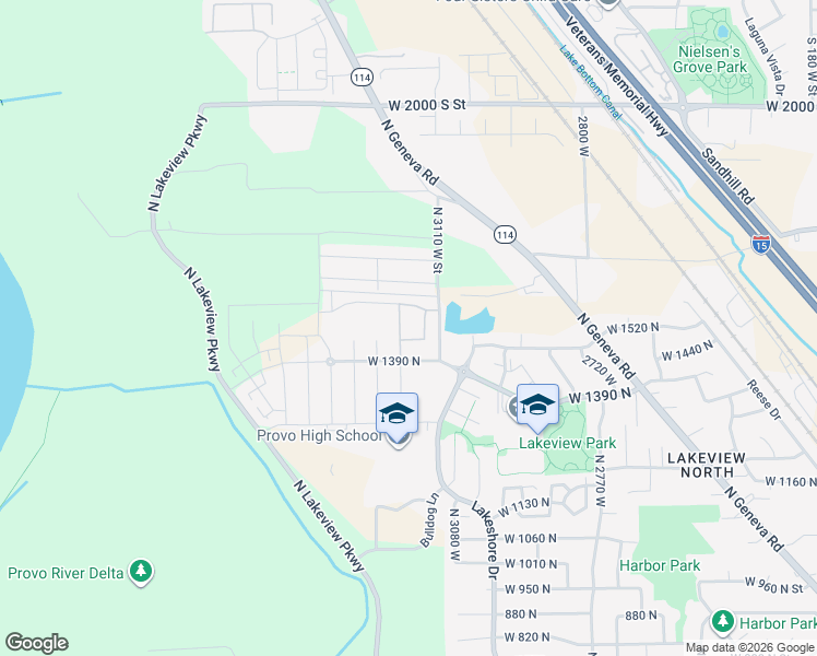 map of restaurants, bars, coffee shops, grocery stores, and more near 1538 North 3200 West in Provo
