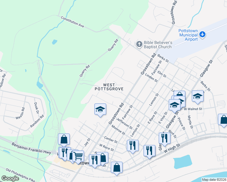 map of restaurants, bars, coffee shops, grocery stores, and more near 634 Holly Drive in Stowe