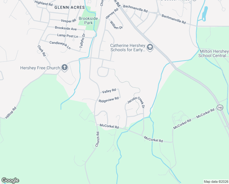 map of restaurants, bars, coffee shops, grocery stores, and more near 58000 Valley Road in Hummelstown