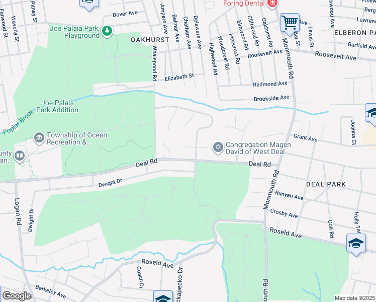 map of restaurants, bars, coffee shops, grocery stores, and more near 2 Clark Court in Monmouth County