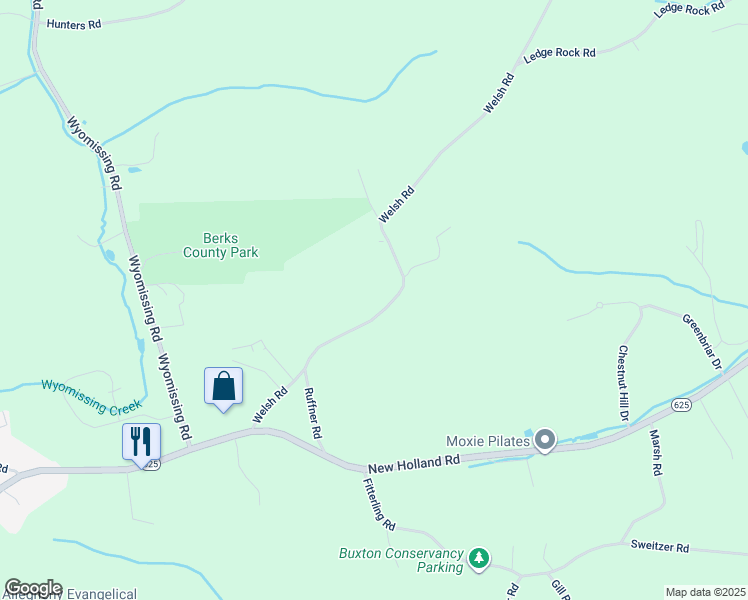 map of restaurants, bars, coffee shops, grocery stores, and more near 3003 Welsh Road in Mohnton