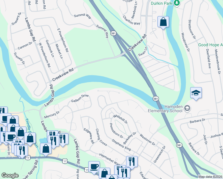 map of restaurants, bars, coffee shops, grocery stores, and more near 6261 Stanford Court in Mechanicsburg