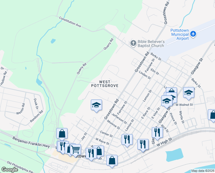 map of restaurants, bars, coffee shops, grocery stores, and more near 634 Holly Drive in Stowe