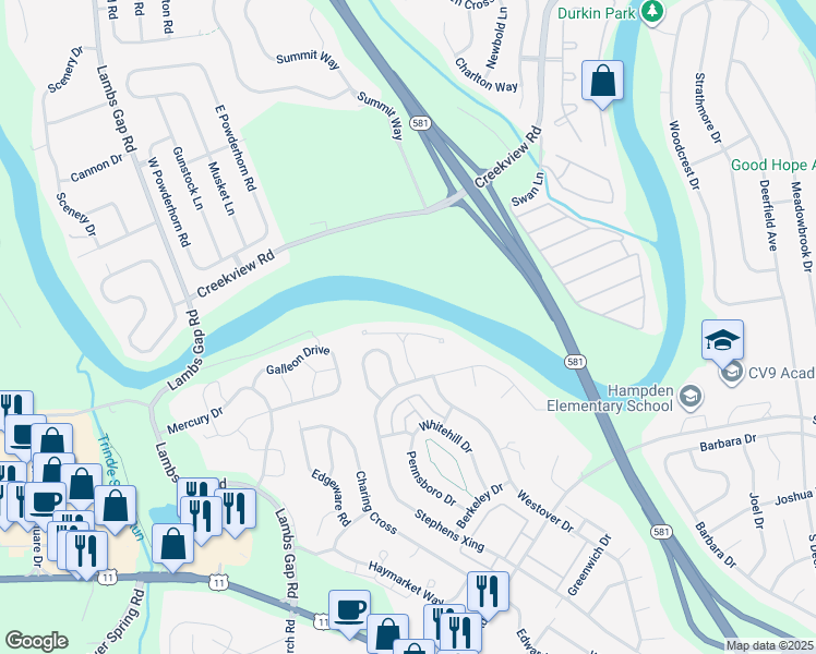 map of restaurants, bars, coffee shops, grocery stores, and more near 6269 Stanford Court in Mechanicsburg