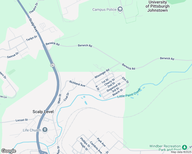 map of restaurants, bars, coffee shops, grocery stores, and more near 118 Wissinger Rd in Windber