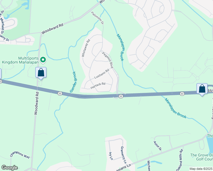 map of restaurants, bars, coffee shops, grocery stores, and more near 38 Hartack Road in Manalapan Township