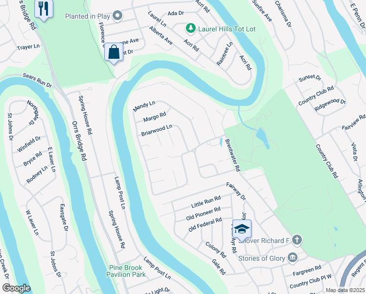 map of restaurants, bars, coffee shops, grocery stores, and more near 3503 Countryside Lane in Camp Hill