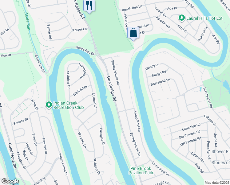 map of restaurants, bars, coffee shops, grocery stores, and more near 514 Orrs Bridge Road in Camp Hill