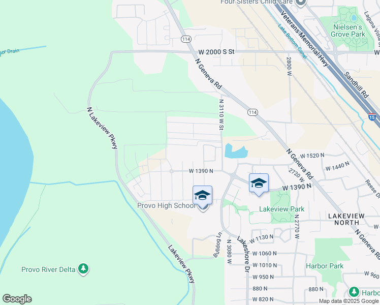 map of restaurants, bars, coffee shops, grocery stores, and more near 1501 North 3250 West in Provo