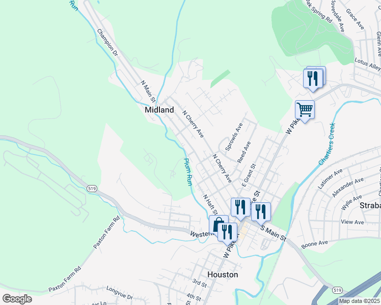 map of restaurants, bars, coffee shops, grocery stores, and more near 319 North Main Street in Houston
