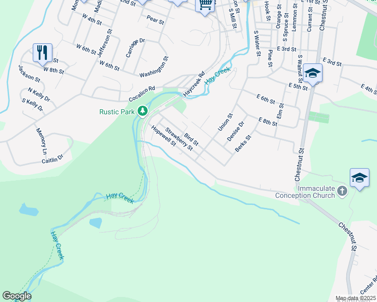map of restaurants, bars, coffee shops, grocery stores, and more near 234 Hopewell Street in Birdsboro