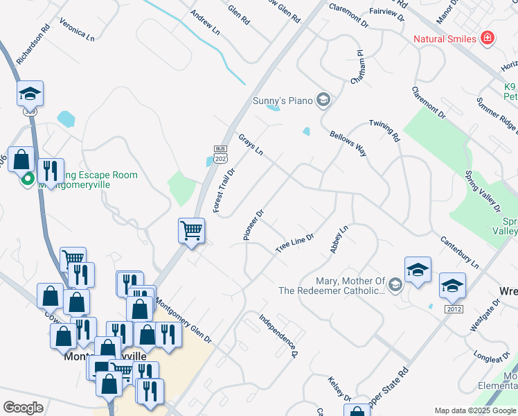 map of restaurants, bars, coffee shops, grocery stores, and more near 201 Pioneer Drive in Lansdale