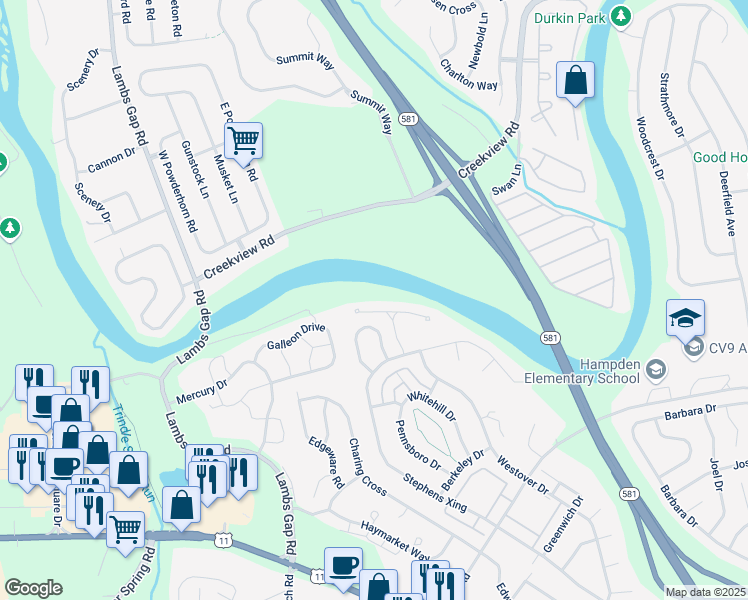 map of restaurants, bars, coffee shops, grocery stores, and more near 810 Pamela's Lane in Mechanicsburg