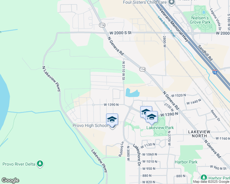 map of restaurants, bars, coffee shops, grocery stores, and more near 1556 North 3200 West in Provo