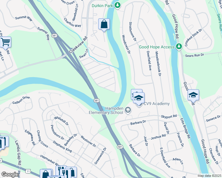 map of restaurants, bars, coffee shops, grocery stores, and more near 802 Swan Drive in Mechanicsburg