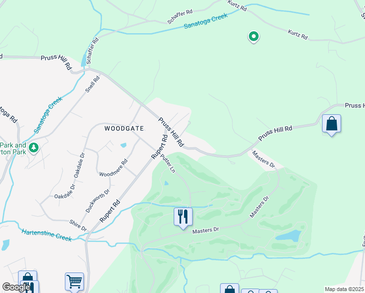 map of restaurants, bars, coffee shops, grocery stores, and more near 3300 Pruss Hill Road in Pottstown