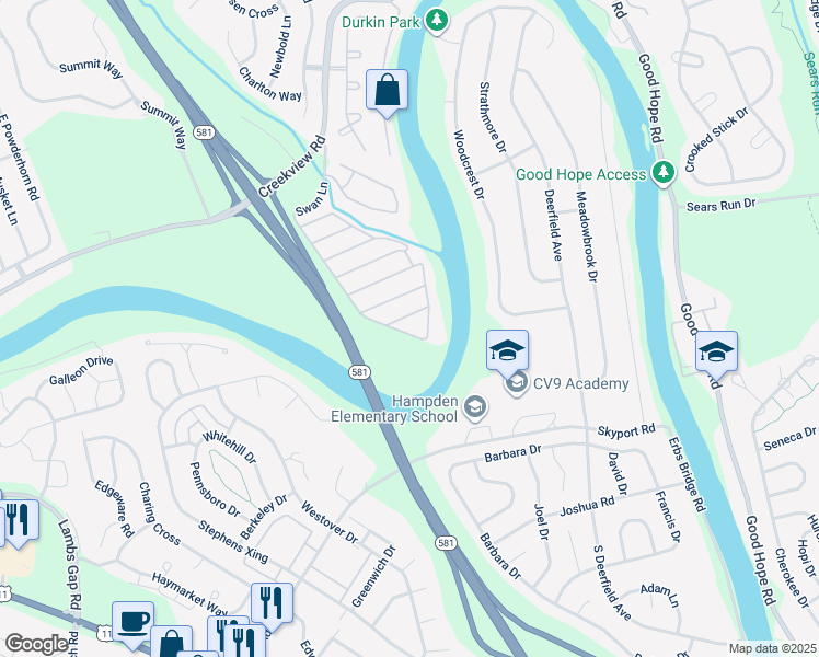 map of restaurants, bars, coffee shops, grocery stores, and more near 802 Swan Drive in Mechanicsburg