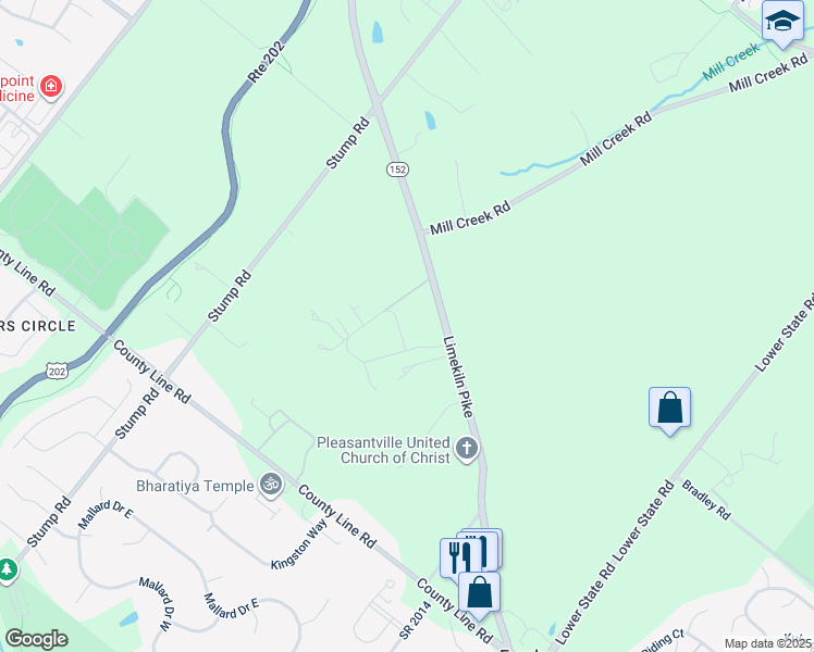 map of restaurants, bars, coffee shops, grocery stores, and more near 220 Grove Valley Court in Chalfont