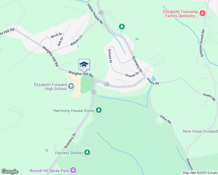 map of restaurants, bars, coffee shops, grocery stores, and more near 1711 Scenery Drive in Elizabeth