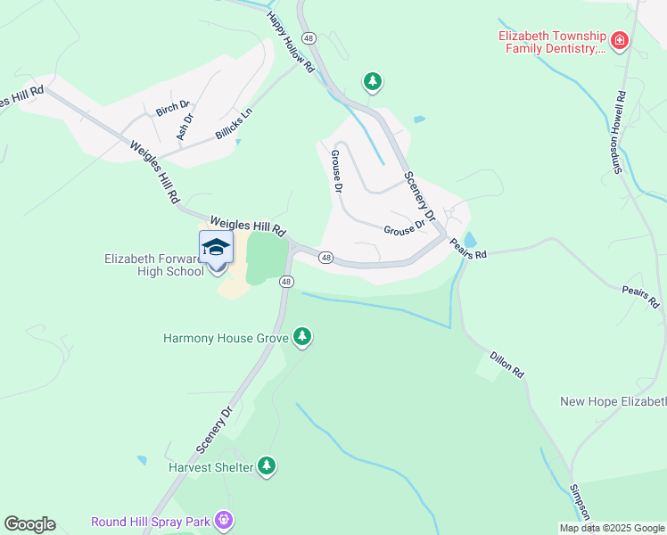 map of restaurants, bars, coffee shops, grocery stores, and more near 1711 Scenery Drive in Elizabeth