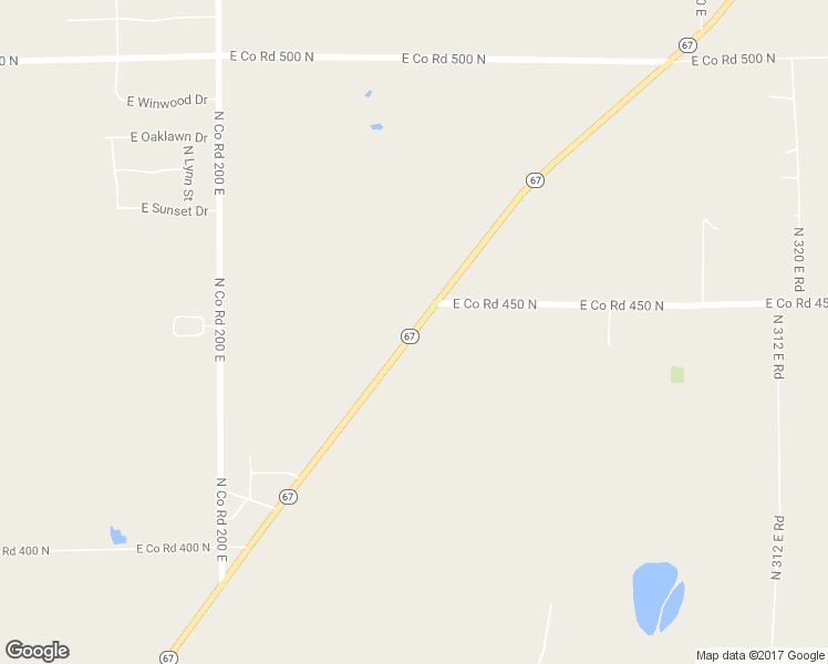 map of restaurants, bars, coffee shops, grocery stores, and more near Indiana 67 in Muncie