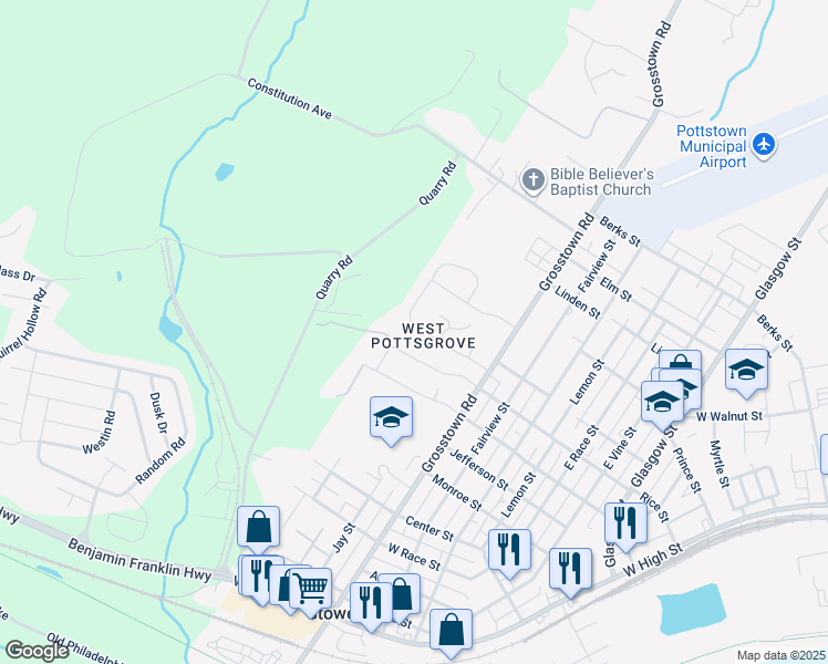 map of restaurants, bars, coffee shops, grocery stores, and more near 710 Holly Drive in Stowe