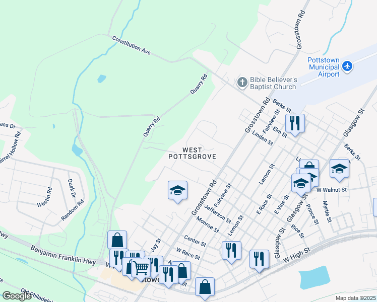 map of restaurants, bars, coffee shops, grocery stores, and more near 710 Holly Drive in Stowe