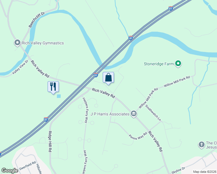 map of restaurants, bars, coffee shops, grocery stores, and more near 160 Rich Valley Road in Mechanicsburg