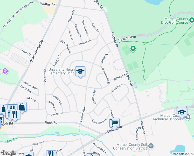 map of restaurants, bars, coffee shops, grocery stores, and more near 6 Michele Court in Trenton