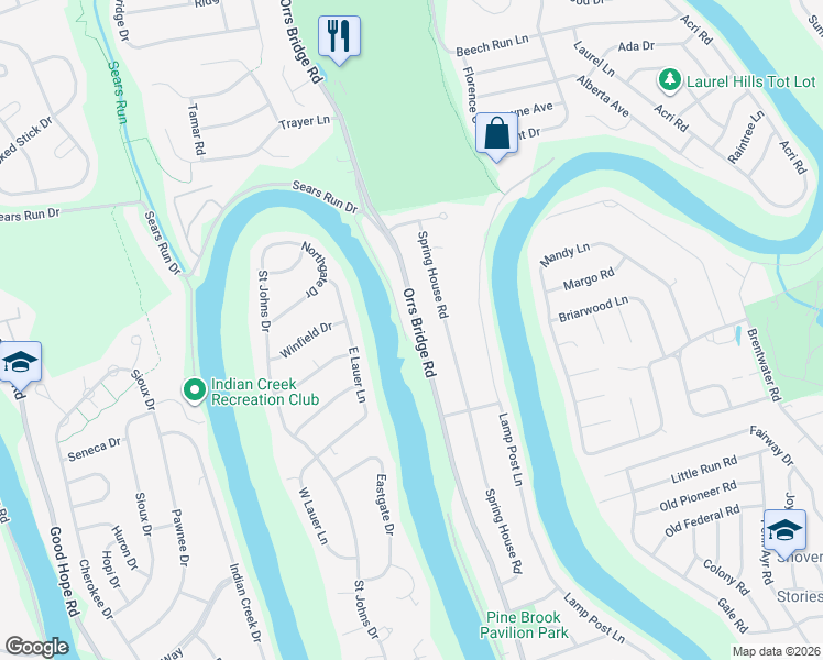 map of restaurants, bars, coffee shops, grocery stores, and more near 514 Orrs Bridge Road in Camp Hill