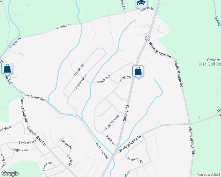 map of restaurants, bars, coffee shops, grocery stores, and more near 199 Faith Circle in Carlisle