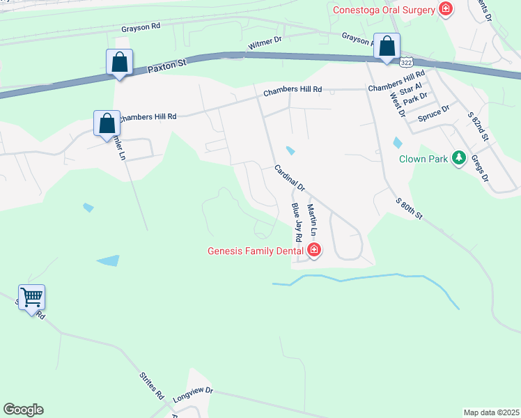 map of restaurants, bars, coffee shops, grocery stores, and more near 674 Anthony Drive in Harrisburg