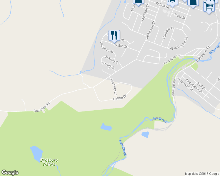 map of restaurants, bars, coffee shops, grocery stores, and more near 38 Memory Lane in Birdsboro
