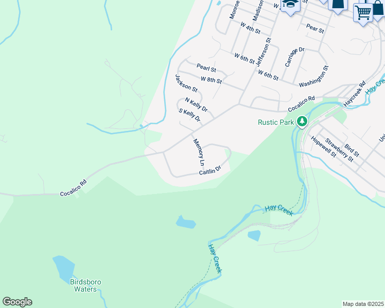 map of restaurants, bars, coffee shops, grocery stores, and more near 38 Memory Lane in Birdsboro