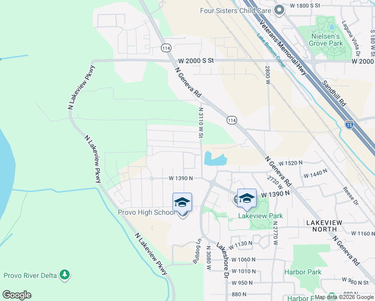 map of restaurants, bars, coffee shops, grocery stores, and more near 3182 West 1570 North in Provo