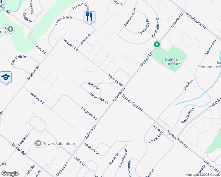 map of restaurants, bars, coffee shops, grocery stores, and more near 2116 Emily Circle in Warrington