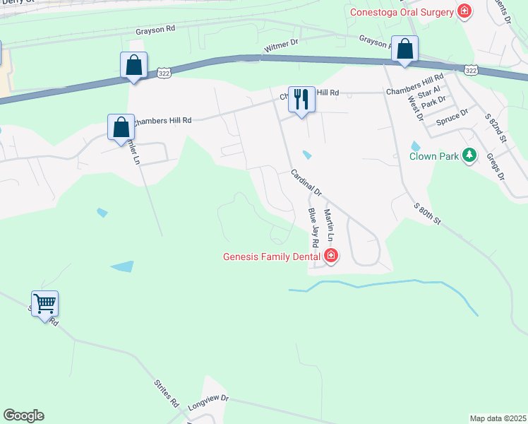 map of restaurants, bars, coffee shops, grocery stores, and more near 674 Anthony Drive in Harrisburg