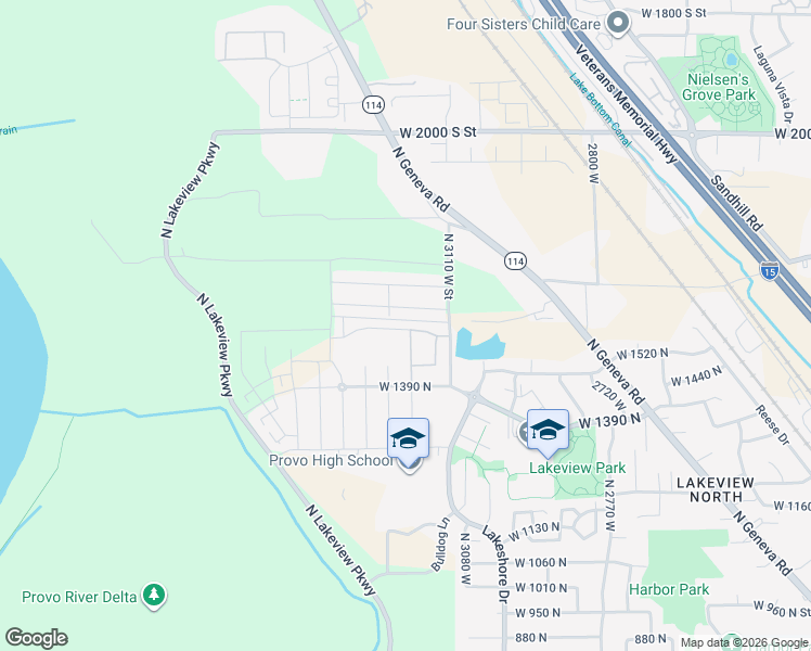 map of restaurants, bars, coffee shops, grocery stores, and more near 3204 West 1570 North in Provo