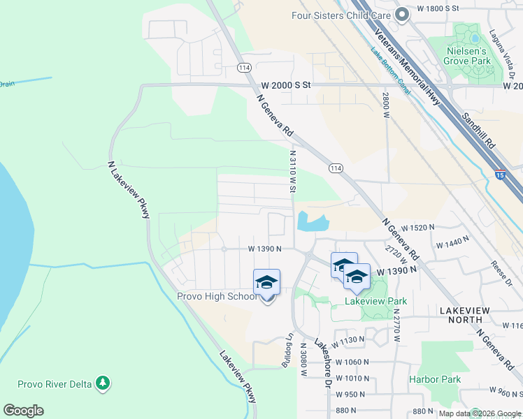map of restaurants, bars, coffee shops, grocery stores, and more near 3226 West 1570 North in Provo