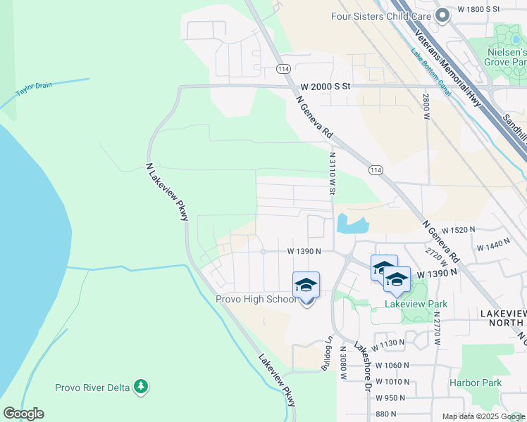 map of restaurants, bars, coffee shops, grocery stores, and more near 3343 West 1670 North in Provo