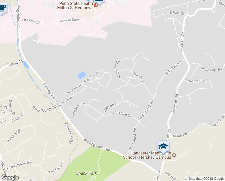 map of restaurants, bars, coffee shops, grocery stores, and more near 818 Berne Court in Hummelstown