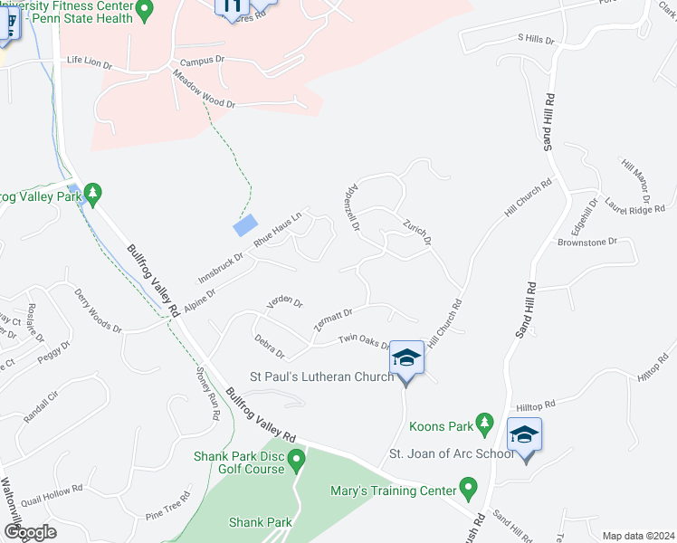 map of restaurants, bars, coffee shops, grocery stores, and more near 822 Berne Court in Hummelstown