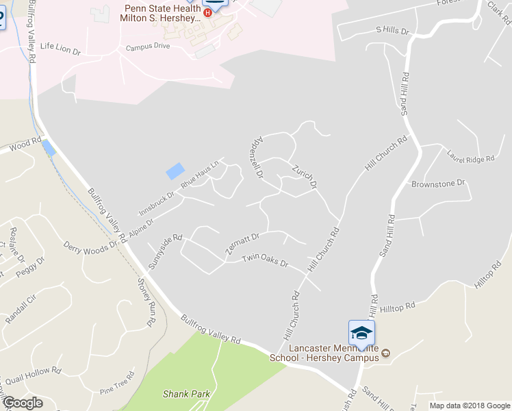map of restaurants, bars, coffee shops, grocery stores, and more near 801 Berne Court in Hummelstown