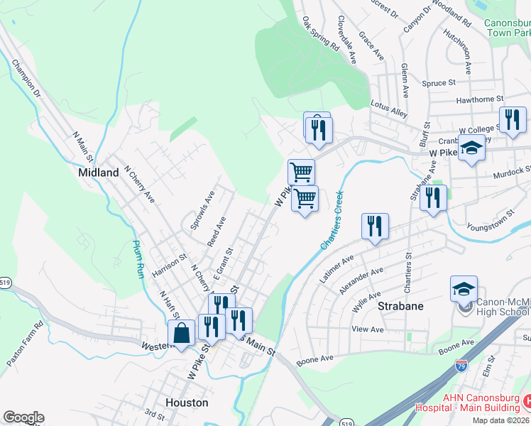 map of restaurants, bars, coffee shops, grocery stores, and more near 353 East Pike Street in Houston