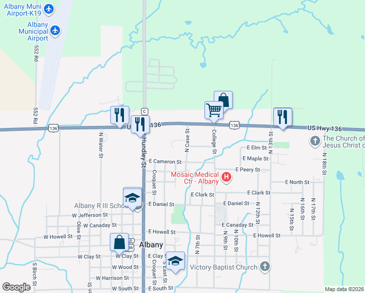map of restaurants, bars, coffee shops, grocery stores, and more near 1100-1298 North Case Street in Albany
