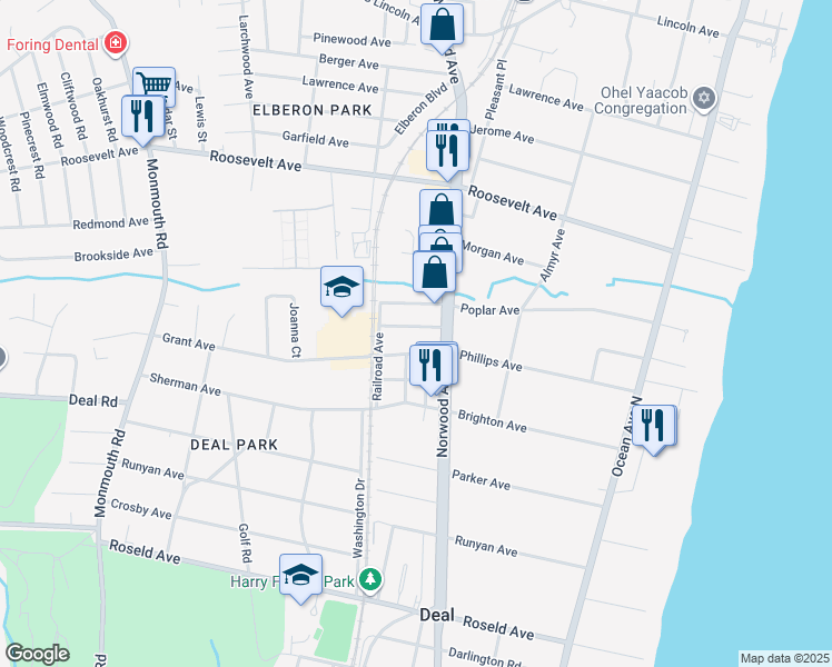 map of restaurants, bars, coffee shops, grocery stores, and more near 7 Wyckoff Street in Deal