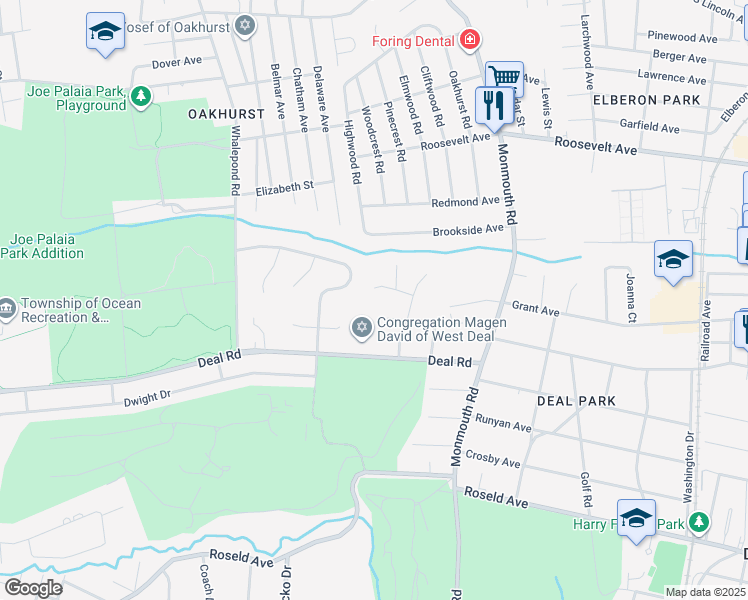 map of restaurants, bars, coffee shops, grocery stores, and more near 8 Vineberg Court in Monmouth County