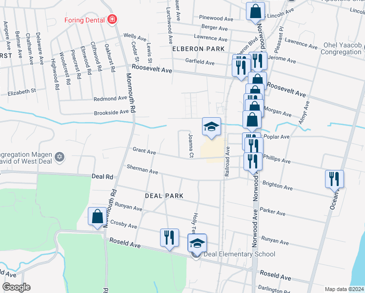map of restaurants, bars, coffee shops, grocery stores, and more near 6 Joanna Court in Deal