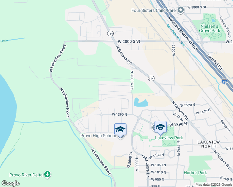 map of restaurants, bars, coffee shops, grocery stores, and more near 3217 1670 North in Provo